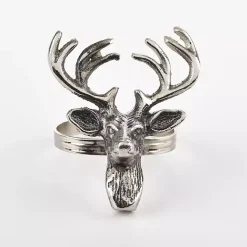 Silver Reindeer Head Napkin Rings, Set of 4