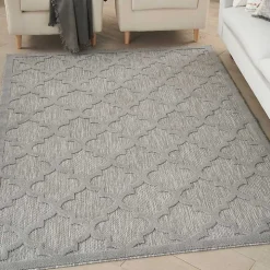 Silver Trellis Indoor/Outdoor Area Rug, 5x7