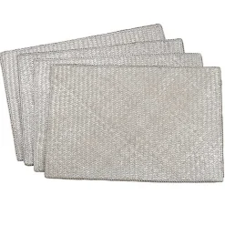 Silver Woven Water Hyacinth Placemats, Set of 4