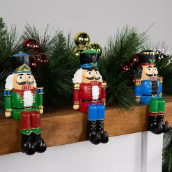 Sitting Nutcrackers Stocking Holders, Set of 3