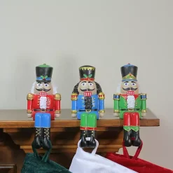 Sitting Nutcrackers Stocking Holders, Set of 3
