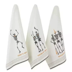 Skeletons Printed Assorted Dishtowels, Set of 3