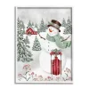 Sledding Snowman Framed Art Print