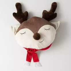 Sleepy Reindeer Plush Christmas Pillow