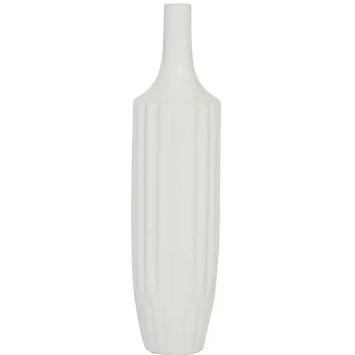 Slender Curtain Ribbed Vase, 19 in.