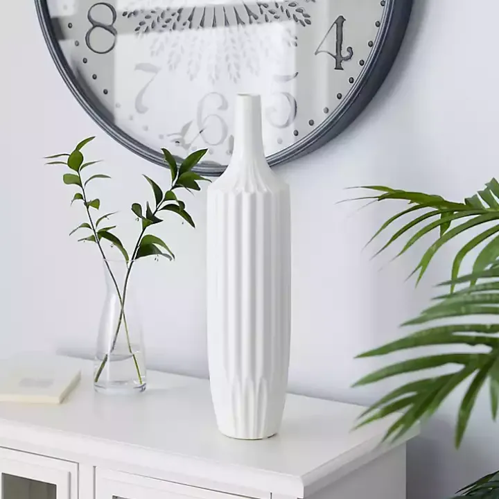 Slender Curtain Ribbed Vase, 19 in.
