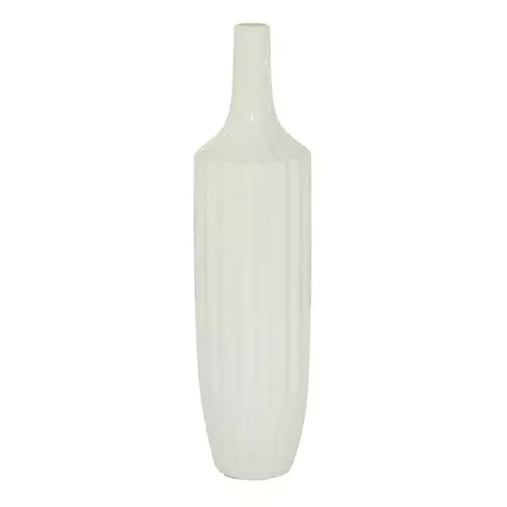 Slender Curtain Ribbed Vase, 19 in.