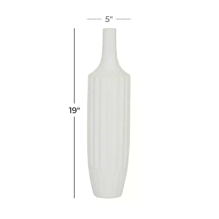 Slender Curtain Ribbed Vase, 19 in.