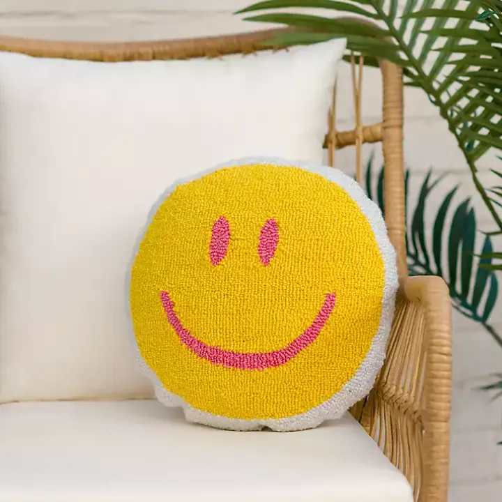 Smiley Face Outdoor Pillow