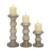 Smoke Gray Glass Pillar Candle Holders, Set of 3