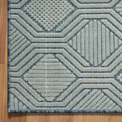 Smoky Blue Geometric Indoor/Outdoor Area Rug, 5x7