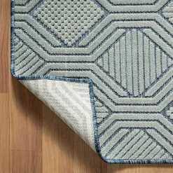 Smoky Blue Geometric Indoor/Outdoor Area Rug, 5x7