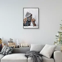 Snow Bear Family Framed Canvas Art Print