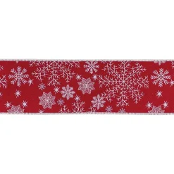 Snowflakes on Red 5 yard Christmas Ribbon