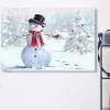 Snowman and Cardinal Canvas Art Print