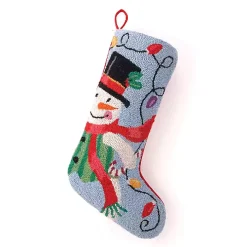 Snowman Hooked Wool Christmas Stocking