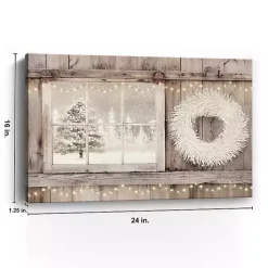 Snowy Barn View Canvas Art Print, 24x16