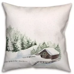 Snowy Cabin Christmas Pillow