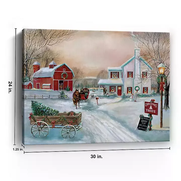 Snowy Christmas Tree Farm Canvas Art Print