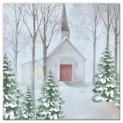 Snowy Church Canvas Art Print