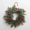 Snowy Japanese Pine and Berry Mini Wreath