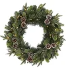 Snowy Pine Cone Clear LED Wreath