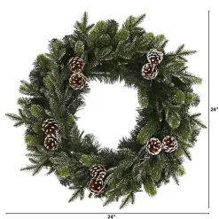 Snowy Pine Cone Clear LED Wreath
