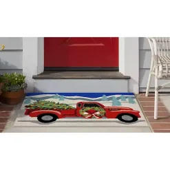 Snowy Red Truck Doormat, 24x36