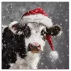Snowy Santa Cow Canvas Art Print