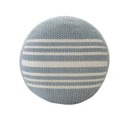 Soft Blue Simple Stripe Outdoor Pouf