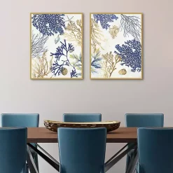 Soft Corals Framed Canvas Art Prints, Set of 2