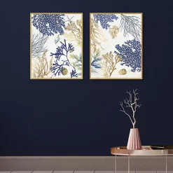 Soft Corals Framed Canvas Art Prints, Set of 2