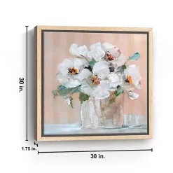 Soft Elegant Floral Framed Canvas Art Print