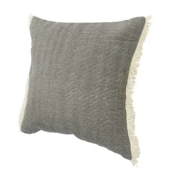 Solid Gray Accent Pillow with Fringe