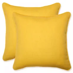 Solid Yellow Outdoor Pillows, Set of 2