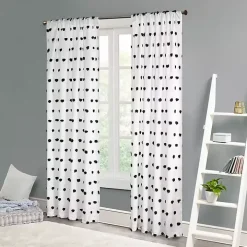 Sophie Black Pom Pom Curtain Panel, 63 in.