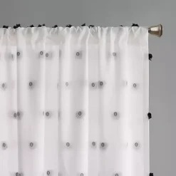 Sophie Black Pom Pom Curtain Panel, 63 in.