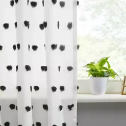 Sophie Black Pom Pom Curtain Panel, 63 in.