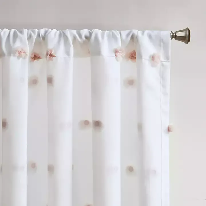 Sophie Blush Pom Pom Curtain Panel, 84 in.