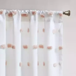 Sophie Blush Pom Pom Curtain Panel, 84 in.