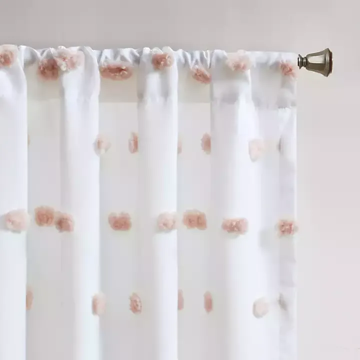 Sophie Blush Pom Pom Curtain Panel, 84 in.