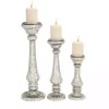 Speckled Mercury Glass Pillar Holders, Set of 3