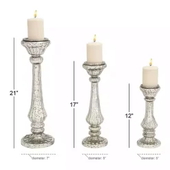 Speckled Mercury Glass Pillar Holders, Set of 3