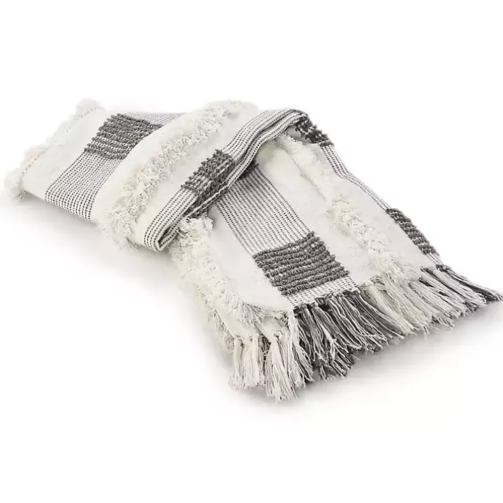 Spencer Gray and White Plaid Throw