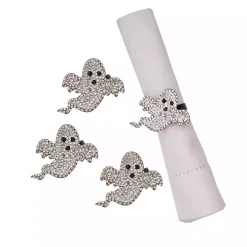 Spooky Ghost Stone Napkin Rings, Set of 4