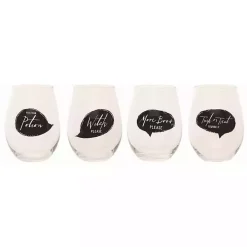 Spooky Sentiment Stemless Wine Glasses, Set of 4