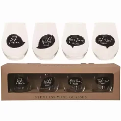 Spooky Sentiment Stemless Wine Glasses, Set of 4
