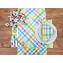 Spring Blossom Plaid Napkins, Set of 6