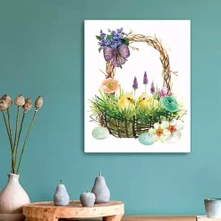 Spring Chicks in a Basket Canvas Art Print