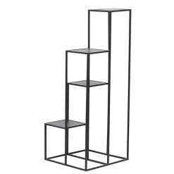 Square Black Iron Frame 4-Tier Plant Stand